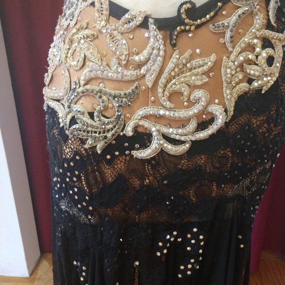 Black and Gold Smooth Ballroom Dress - Picture 2 of 5